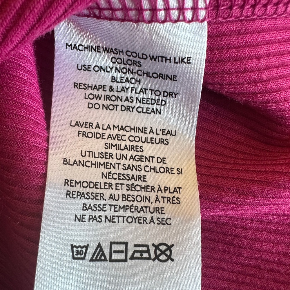 Urban Outfitters Magenta Pink Ribbed Crisscross Back V-Neck Crop Top Small - Picture 2 of 4